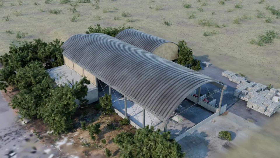 Render del mismo almacén
